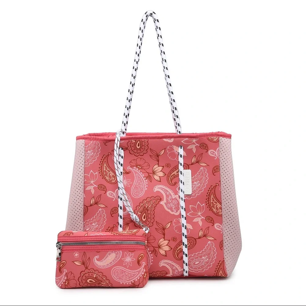 Coral Paisley Multifunctional Neoprene Tote Bag